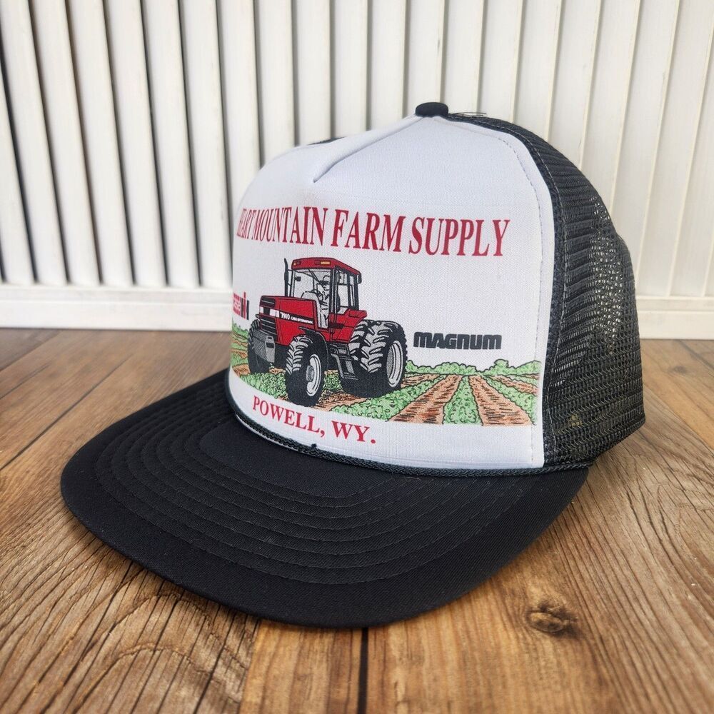 VTG Heart Mountain Farm Supply Case Snapback Trucker Hat Cap Foamie Powell, WY